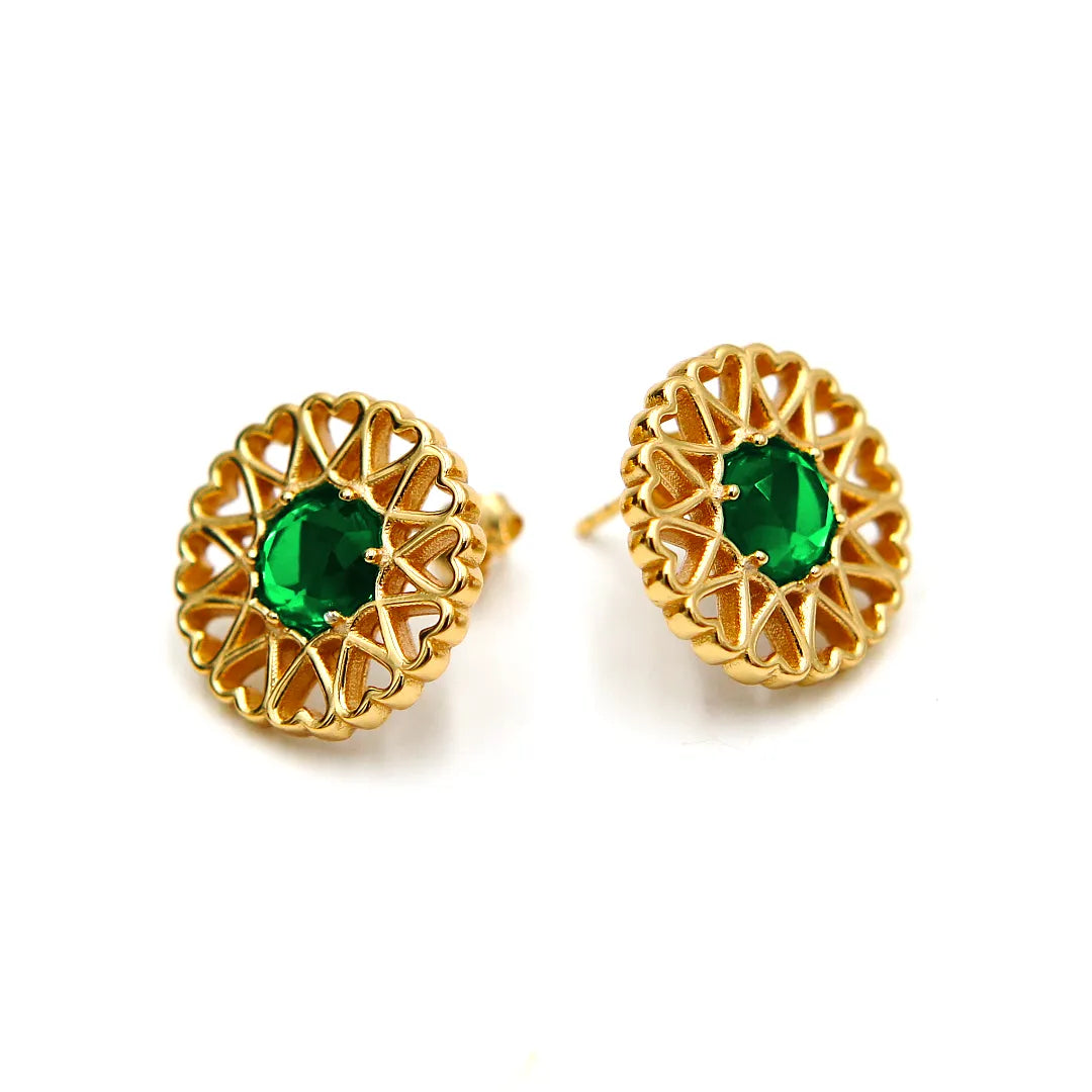 Paris Earrings – Emerald Green Gold Plating
