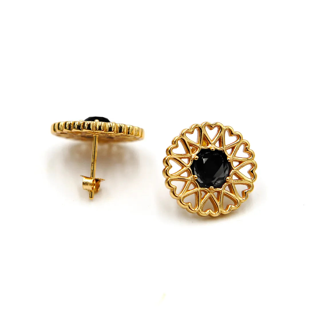 Amoare - Amoare® Paris Earrings in Gold Vermeil - Onyx Black lying