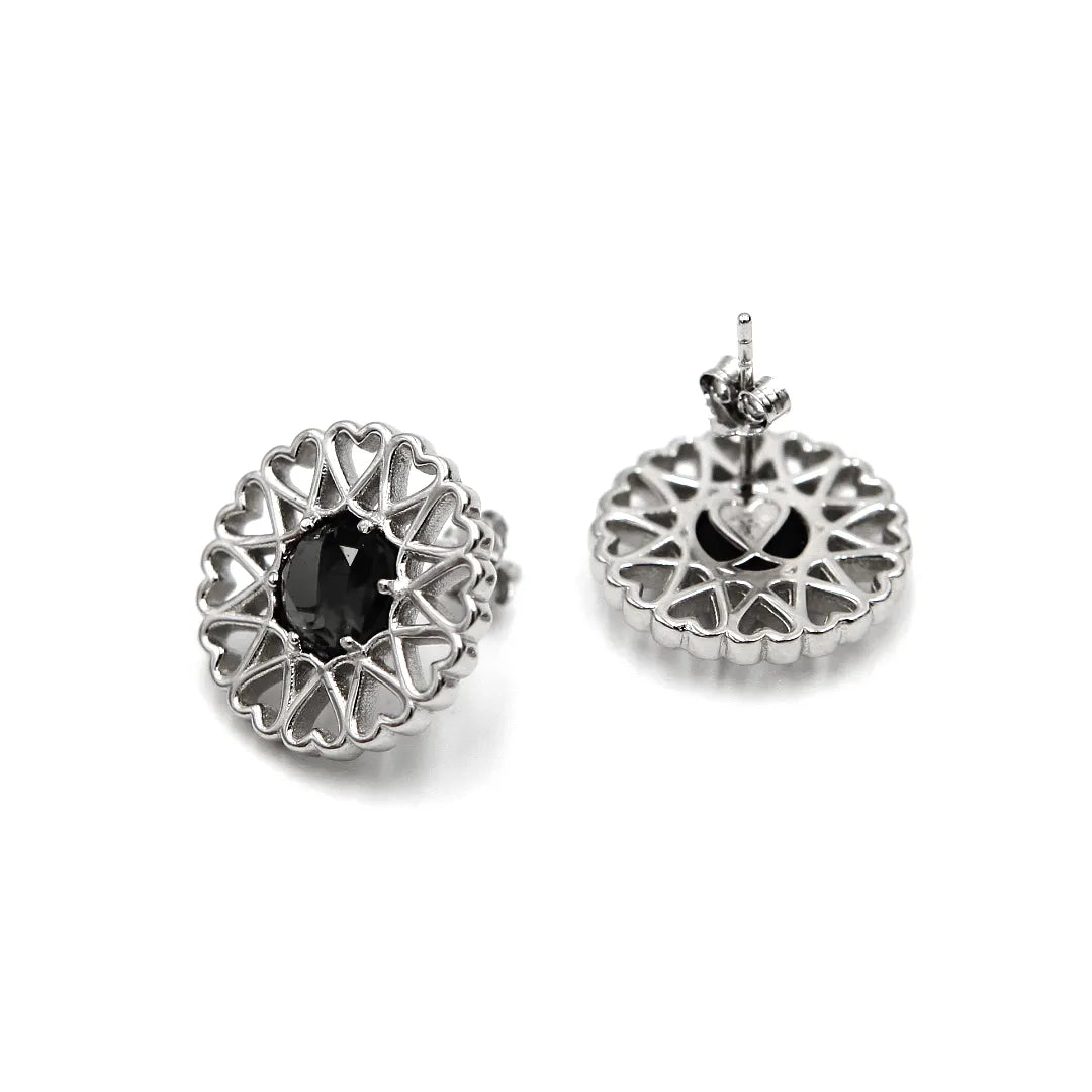 Amoare - Amoare® Paris Earrings in Sterling Silver - Onyx Black lying