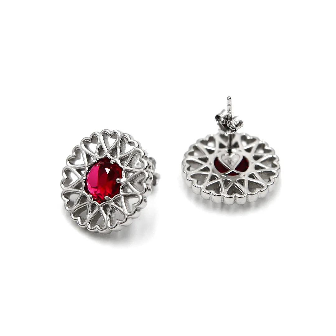 Amoare - Amoare® Paris Earrings in Sterling Silver - Ruby Red lying
