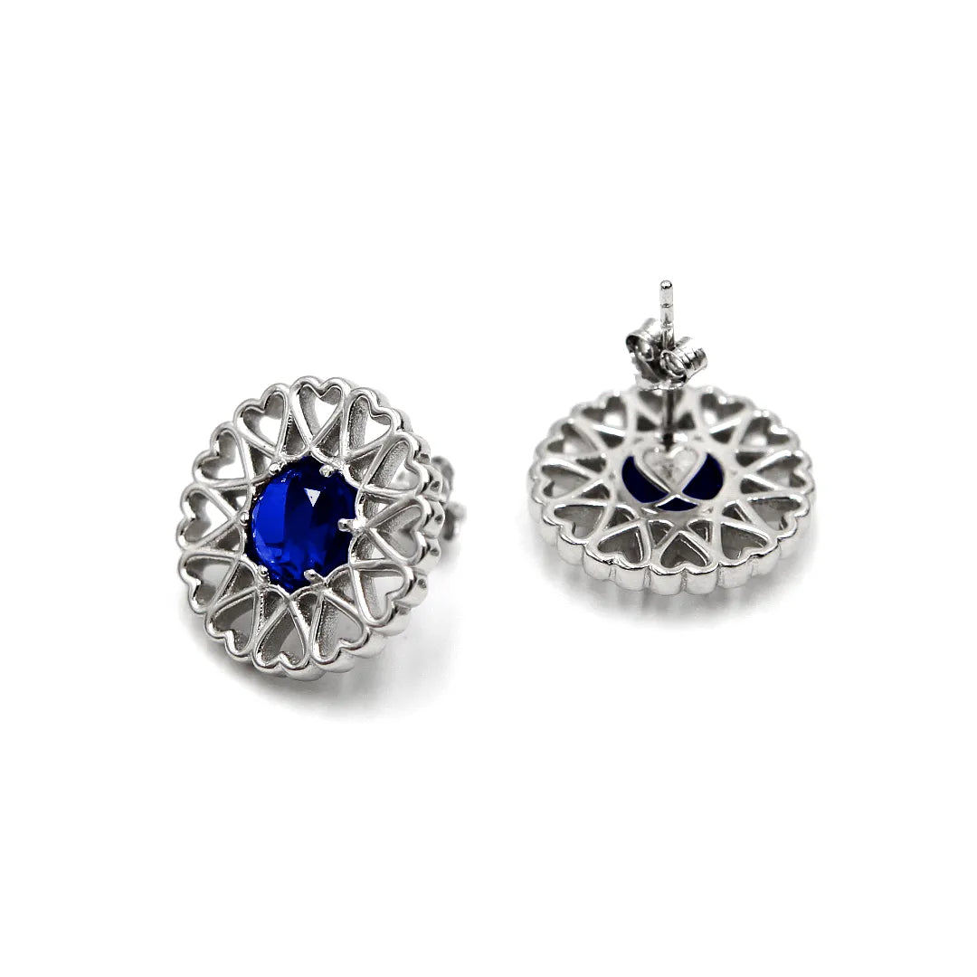 Amoare - Amoare® Paris Earrings in Sterling Silver - Sapphire Blue lying