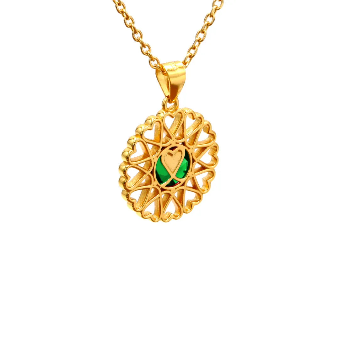 Amoare - Amoare® Paris Small Necklace in Gold Vermeil - Emerald Green back