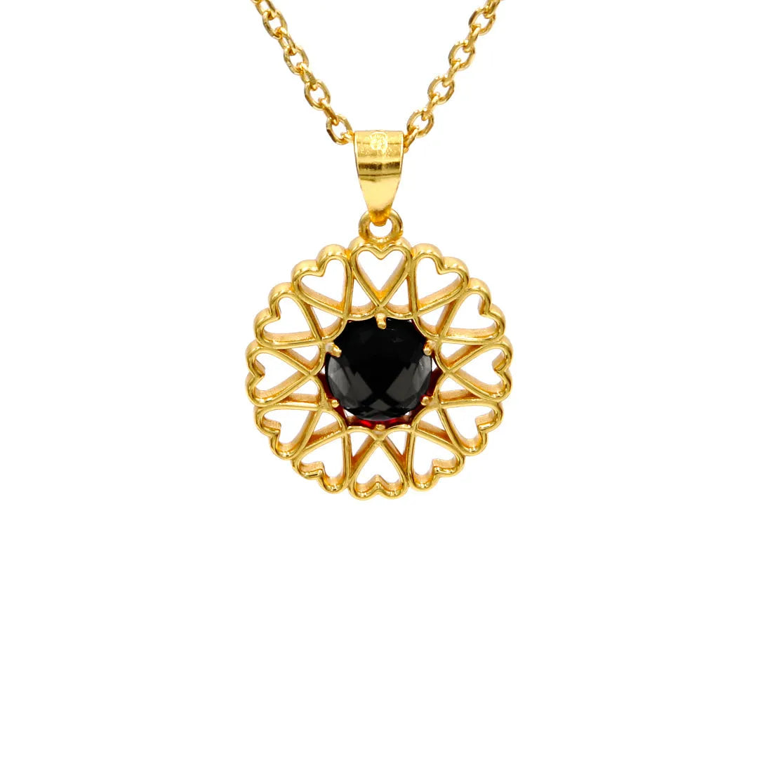 Amoare - Amoare® Paris Small Necklace in Gold Vermeil - Onyx Black front