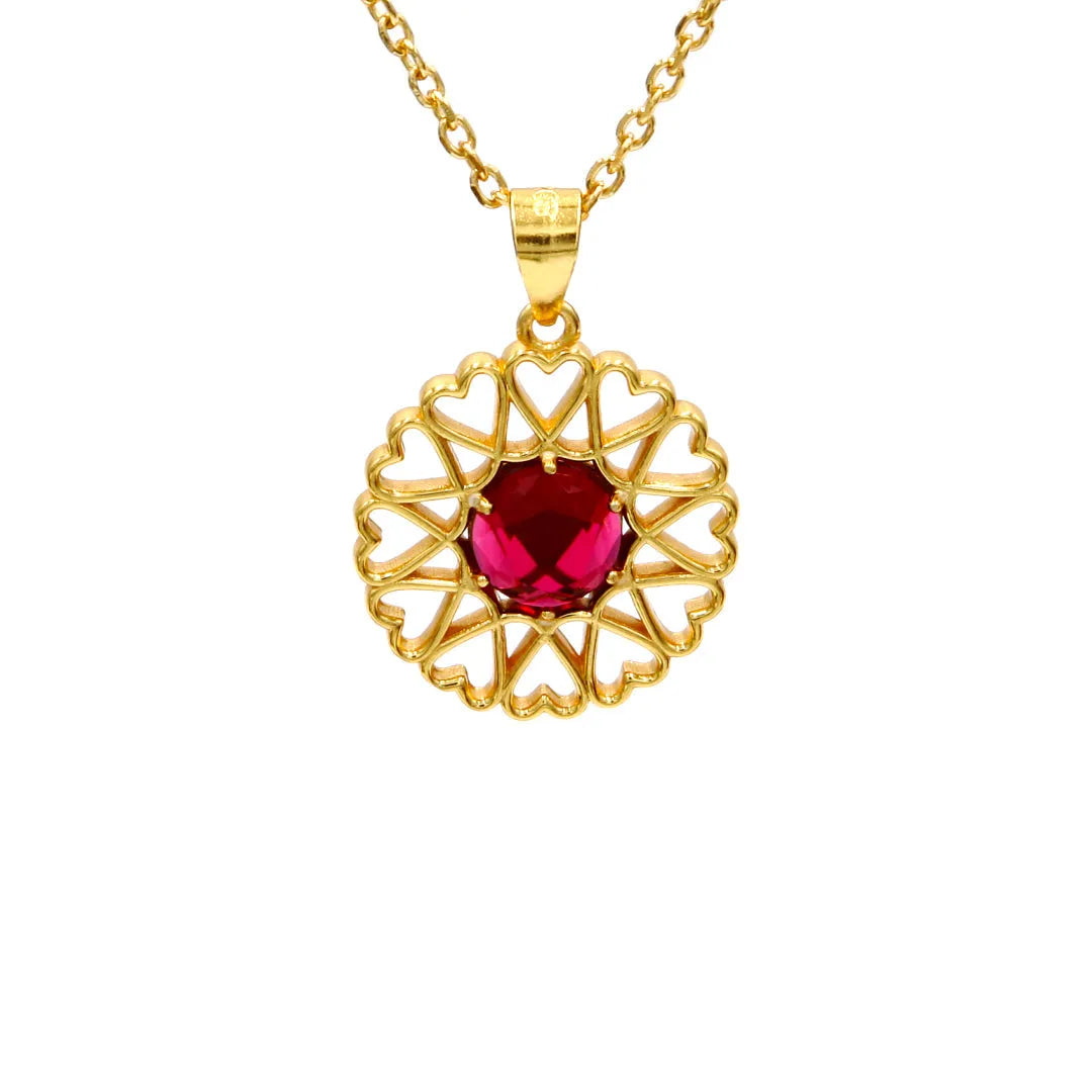 Amoare - Amoare® Paris Small Necklace in Gold Vermeil - Ruby Red front