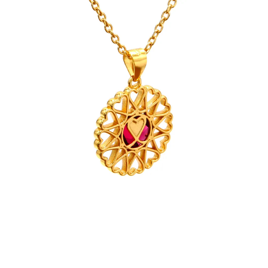 Amoare - Amoare® Paris Small Necklace in Gold Vermeil - Ruby Red back
