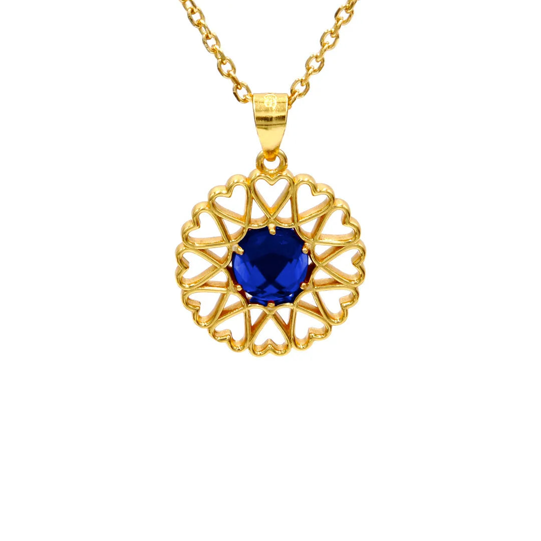 Amoare - Amoare® Paris Small Necklace in Gold Vermeil - Sapphire Blue front