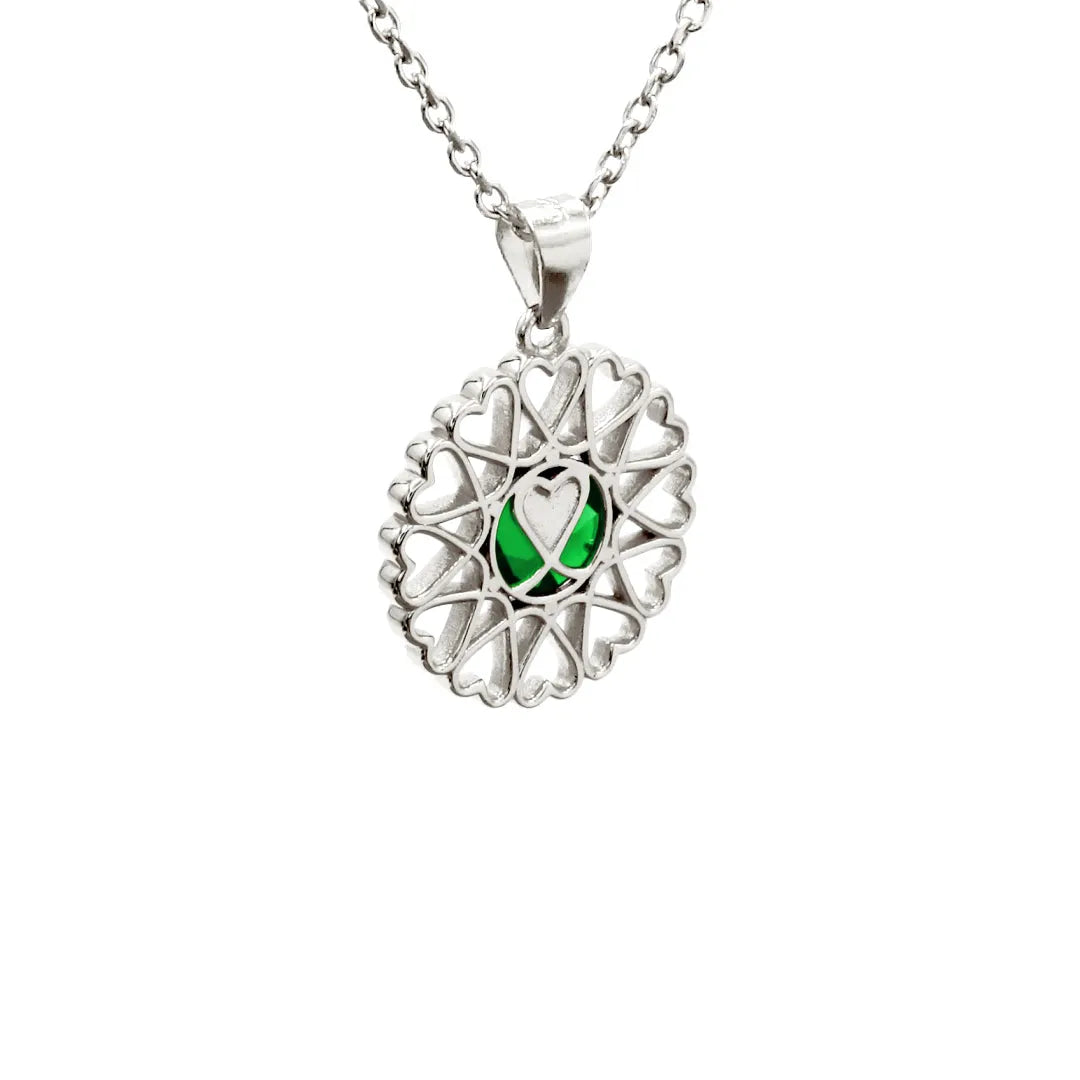 Amoare - Amoare® Paris Small Necklace in Sterling Silver - Emerald Green back