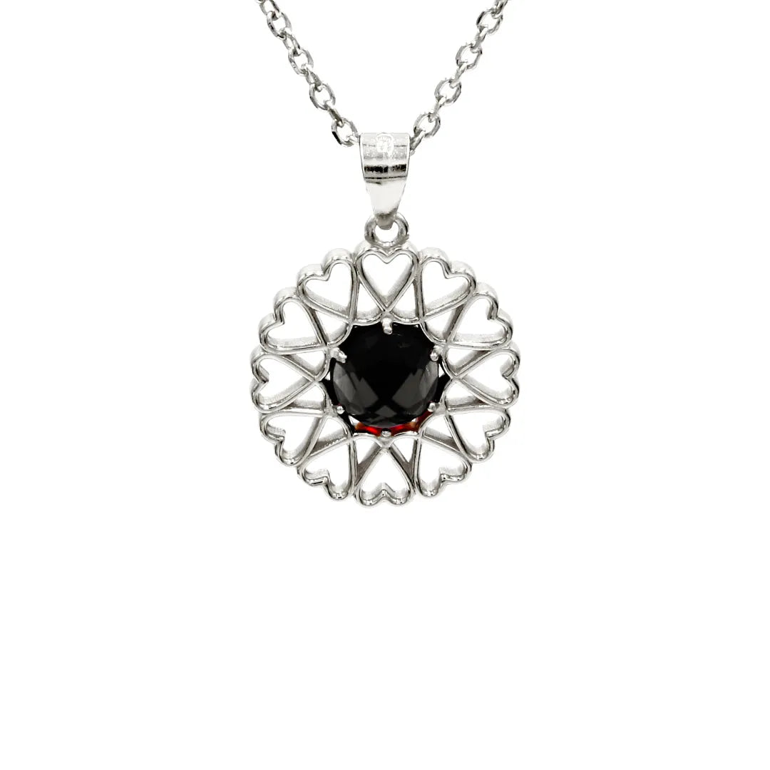 Amoare - Amoare® Paris Small Necklace in Sterling Silver - Onyx Black front