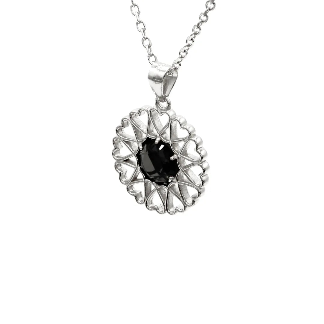 Amoare - Amoare® Paris Small Necklace in Sterling Silver - Onyx Black