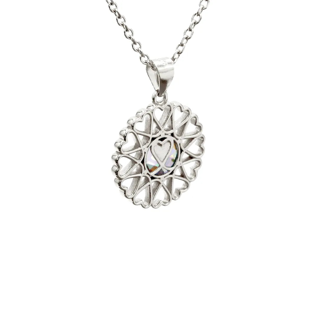 Amoare - Amoare® Paris Small Necklace in Sterling Silver - Rhinestone back