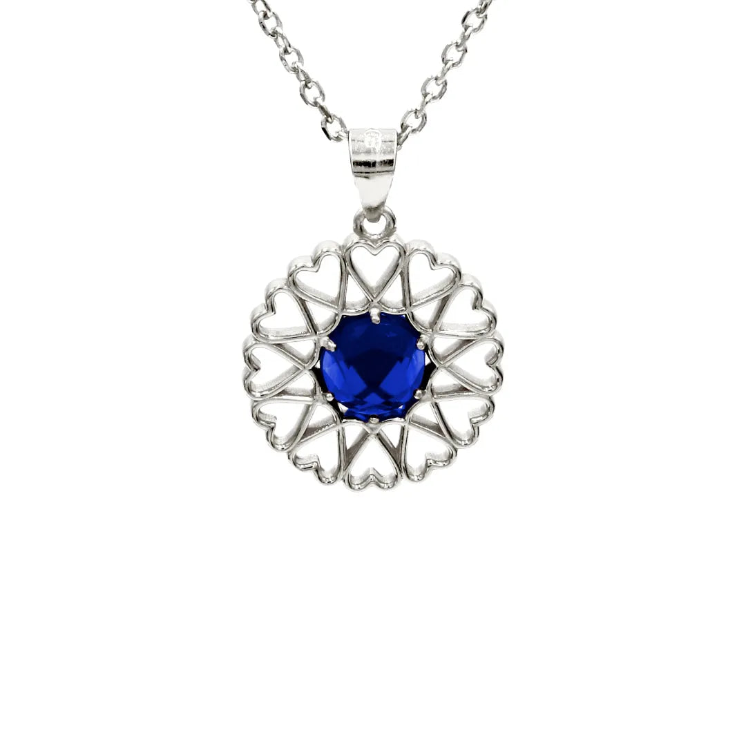 Amoare - Amoare® Paris Small Necklace in Sterling Silver - Sapphire Blue front