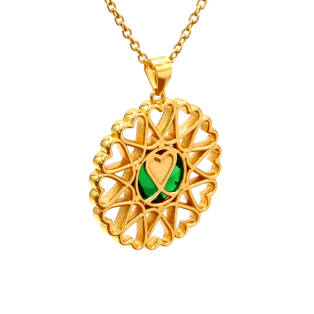 Amoare - Amoare® Paris Large Necklace in Gold Vermeil - Emerald Green back