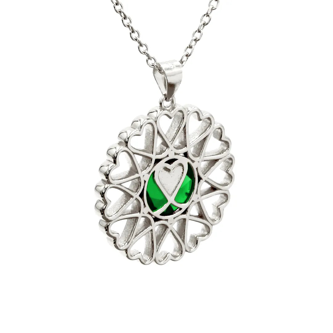 Amoare - Amoare® Paris Large Necklace in Sterling Silver - Emerald Green back