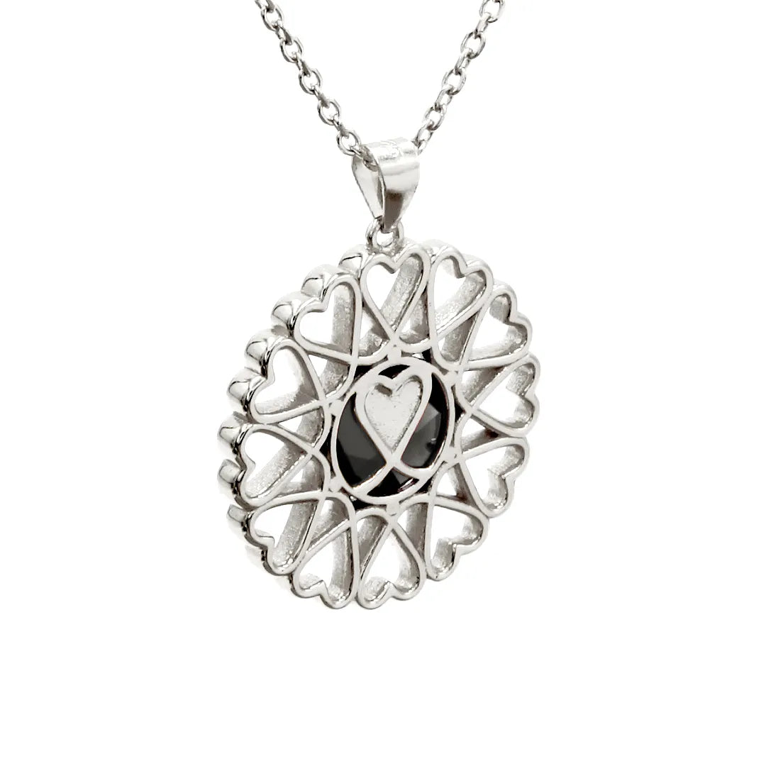 Amoare - Amoare® Paris Large Necklace in Sterling Silver - Onyx Black back