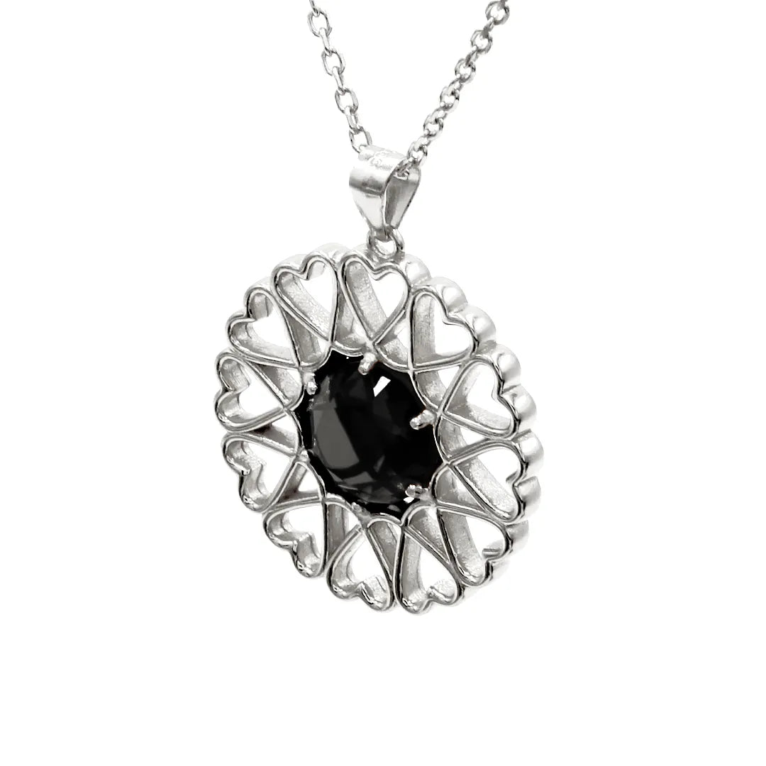 Amoare - Amoare® Paris Large Necklace in Sterling Silver - Onyx Black right