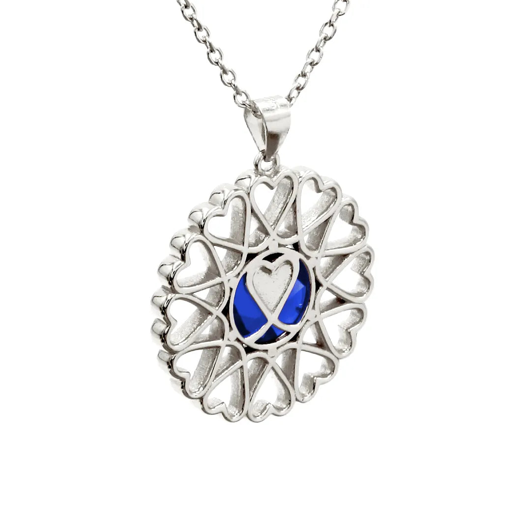 Amoare - Amoare® Paris Large Necklace in Sterling Silver - Sapphire Blue back