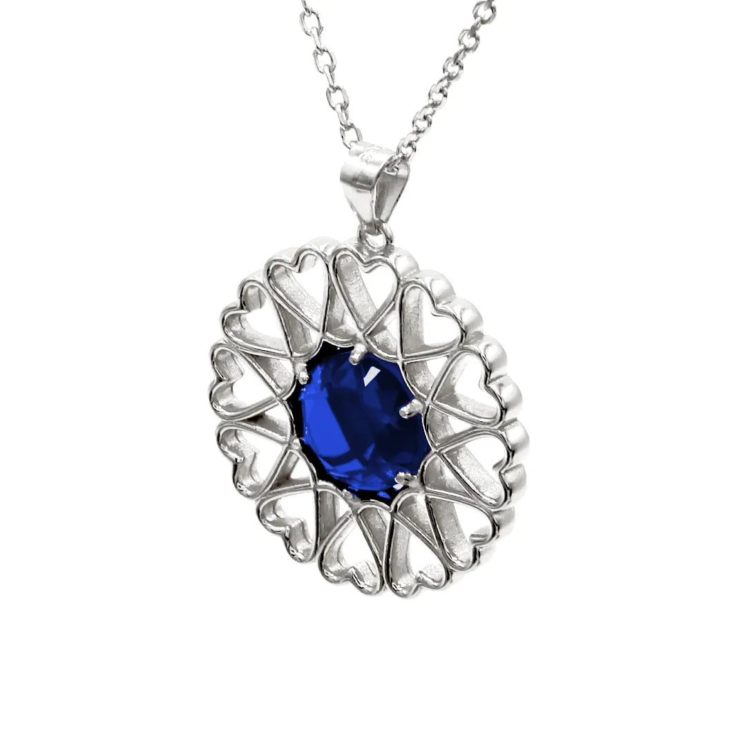 Amoare - Amoare® Paris Large Necklace in Sterling Silver - Sapphire Blue right