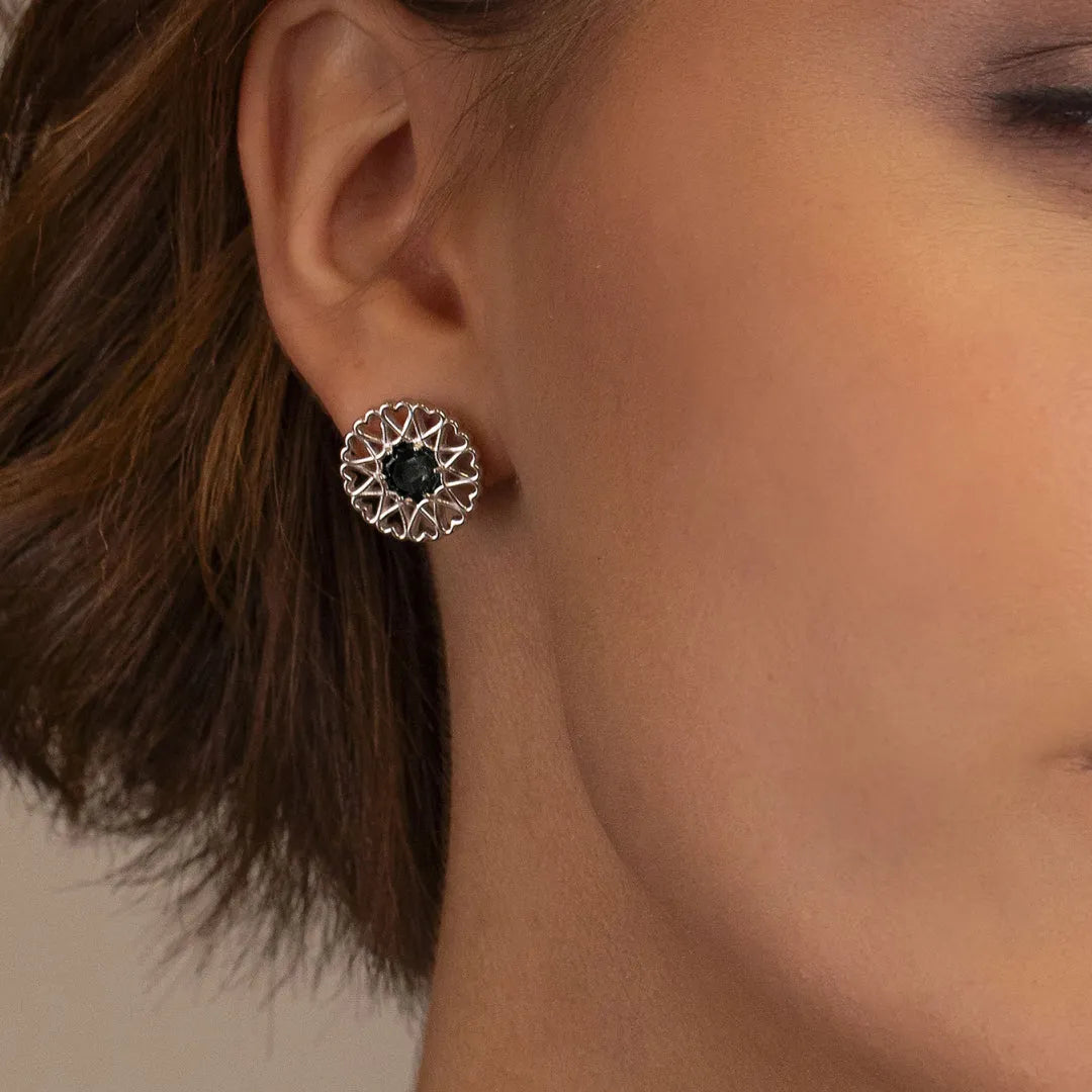 Amoare - Amoare® Paris Earrings in Sterling Silver - Onyx Black on model