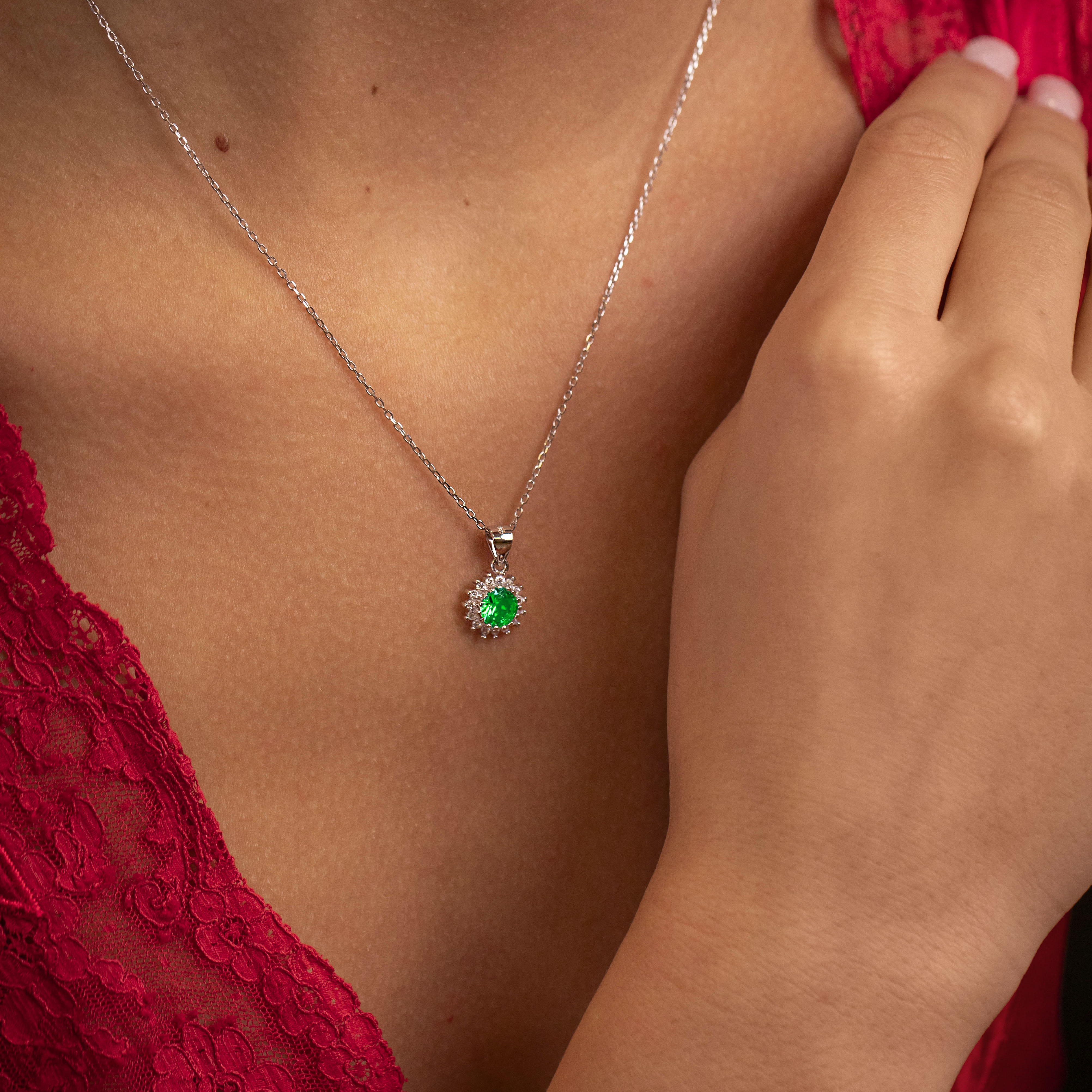 "Emerald" Set of Earrings and Pendant
