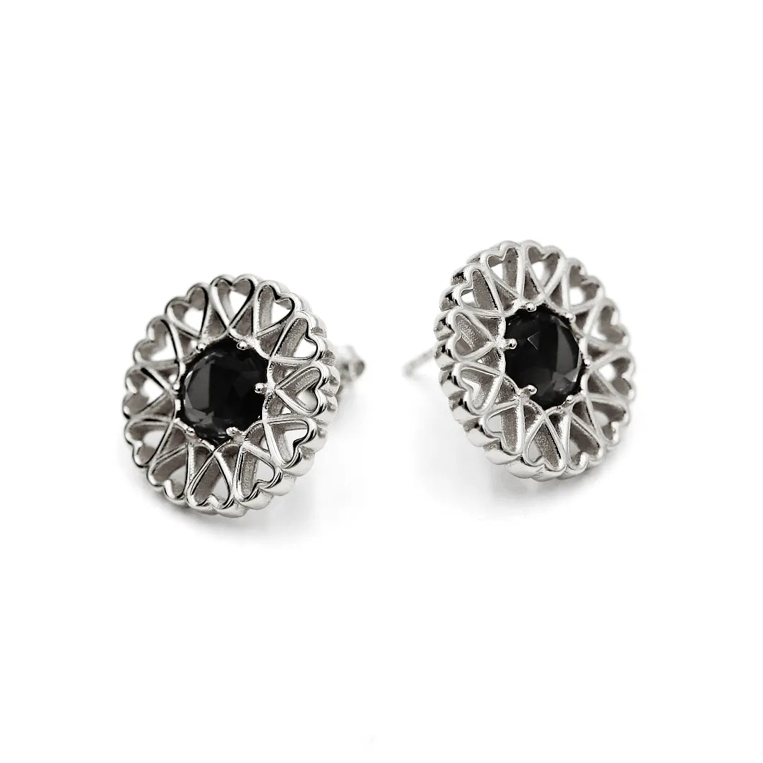 Amoare - Amoare® Paris Earrings in Sterling Silver - Onyx Black
