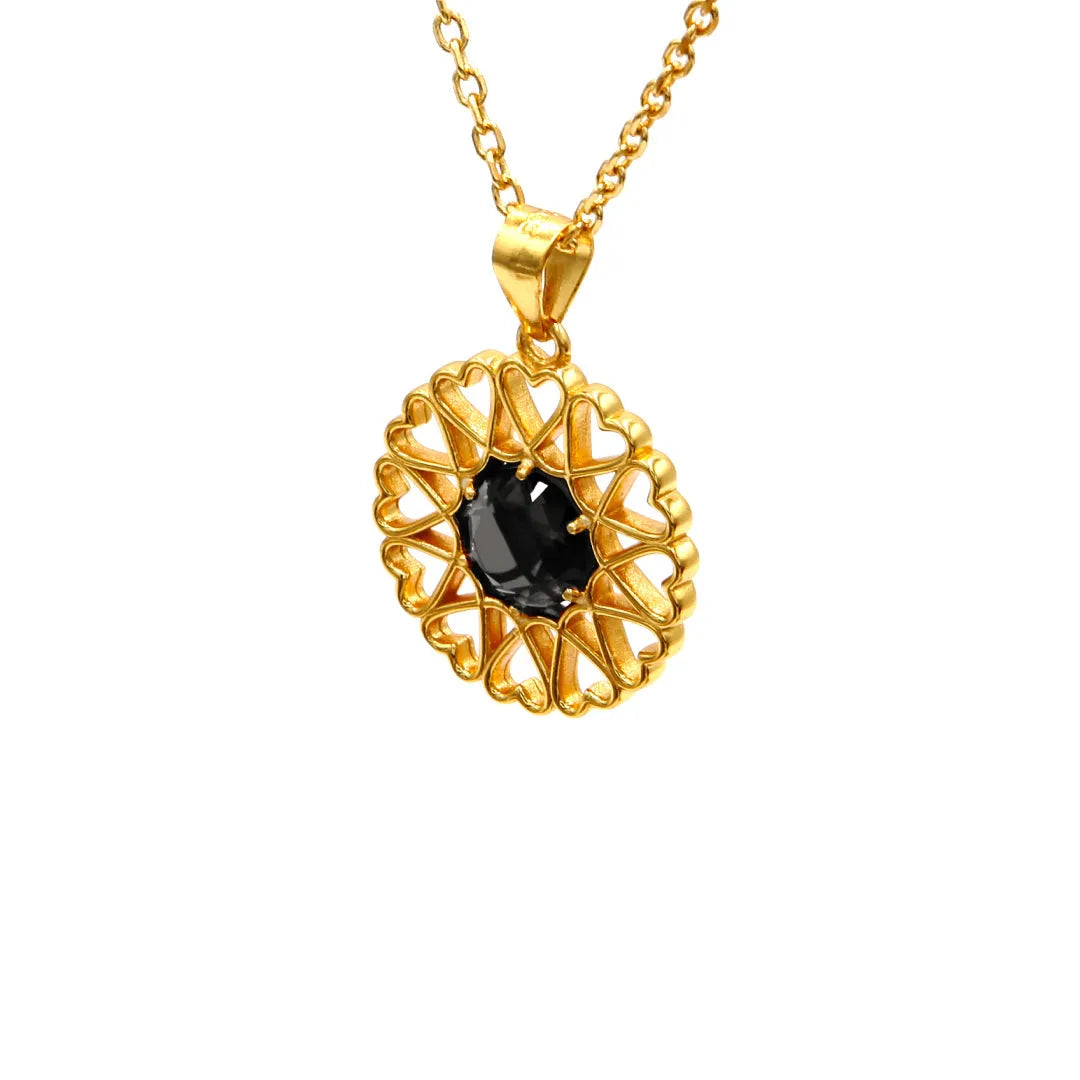 Amoare - Amoare® Paris Small Necklace in Gold Vermeil - Onyx Black