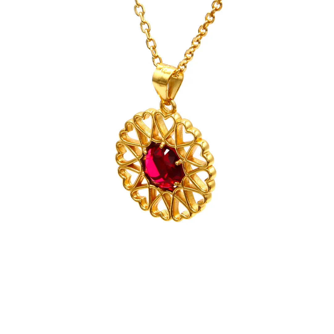 Amoare - Amoare® Paris Small Necklace in Gold Vermeil - Ruby Red