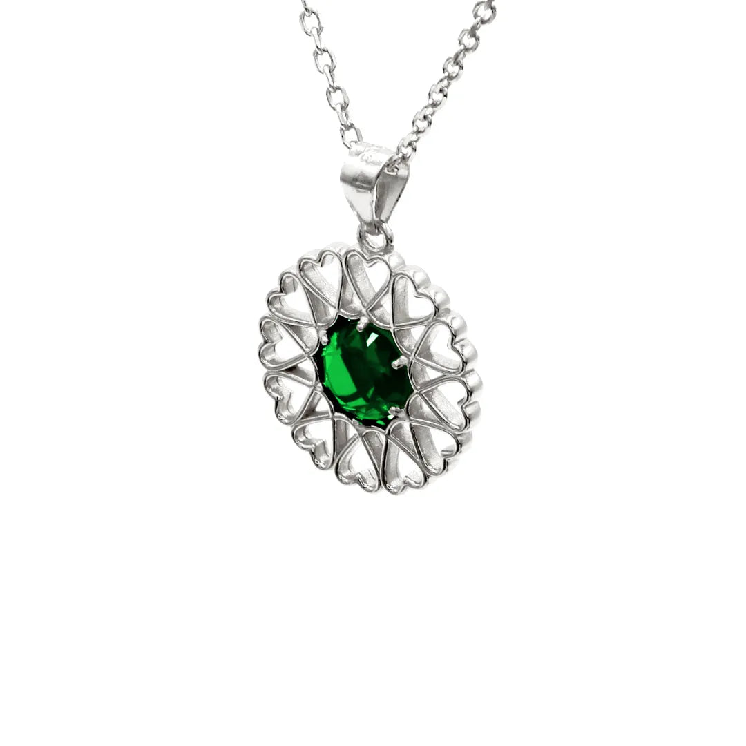 Amoare - Amoare® Paris Small Necklace in Sterling Silver - Emerald Green