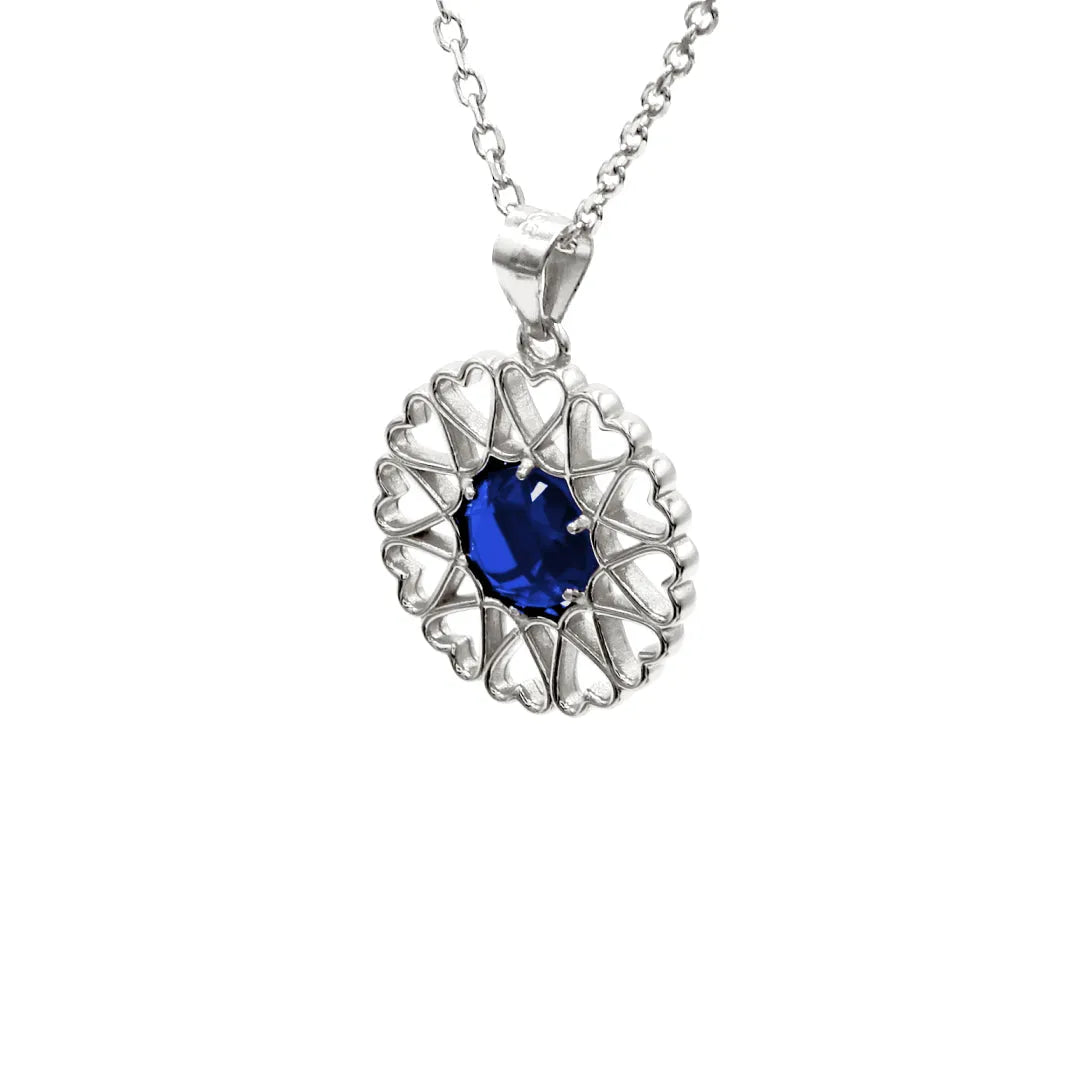Amoare - Amoare® Paris Small Necklace in Sterling Silver - Sapphire Blue