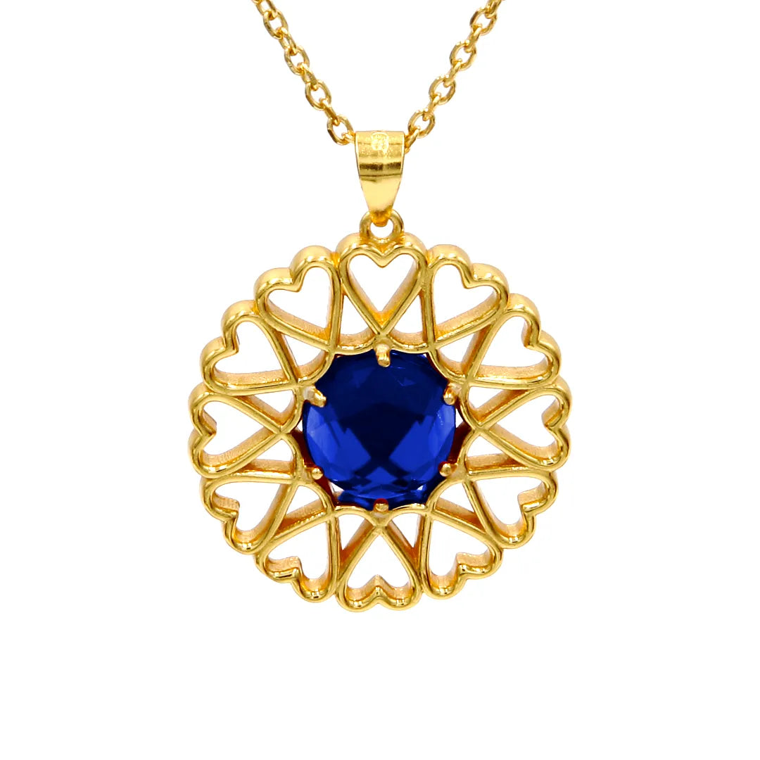 Amoare - Amoare® Paris Large Necklace in Gold Vermeil - Sapphire Blue