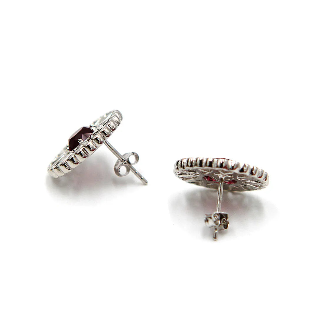Amoare - Amoare® Paris Earrings in Sterling Silver - Ruby Red lying from side