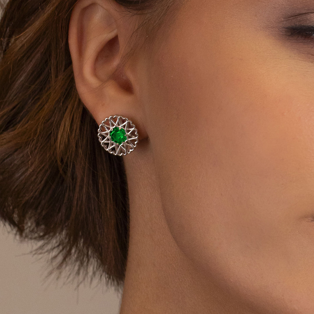 Amoare® Paris Earrings in Sterling Silver - Emerald Green