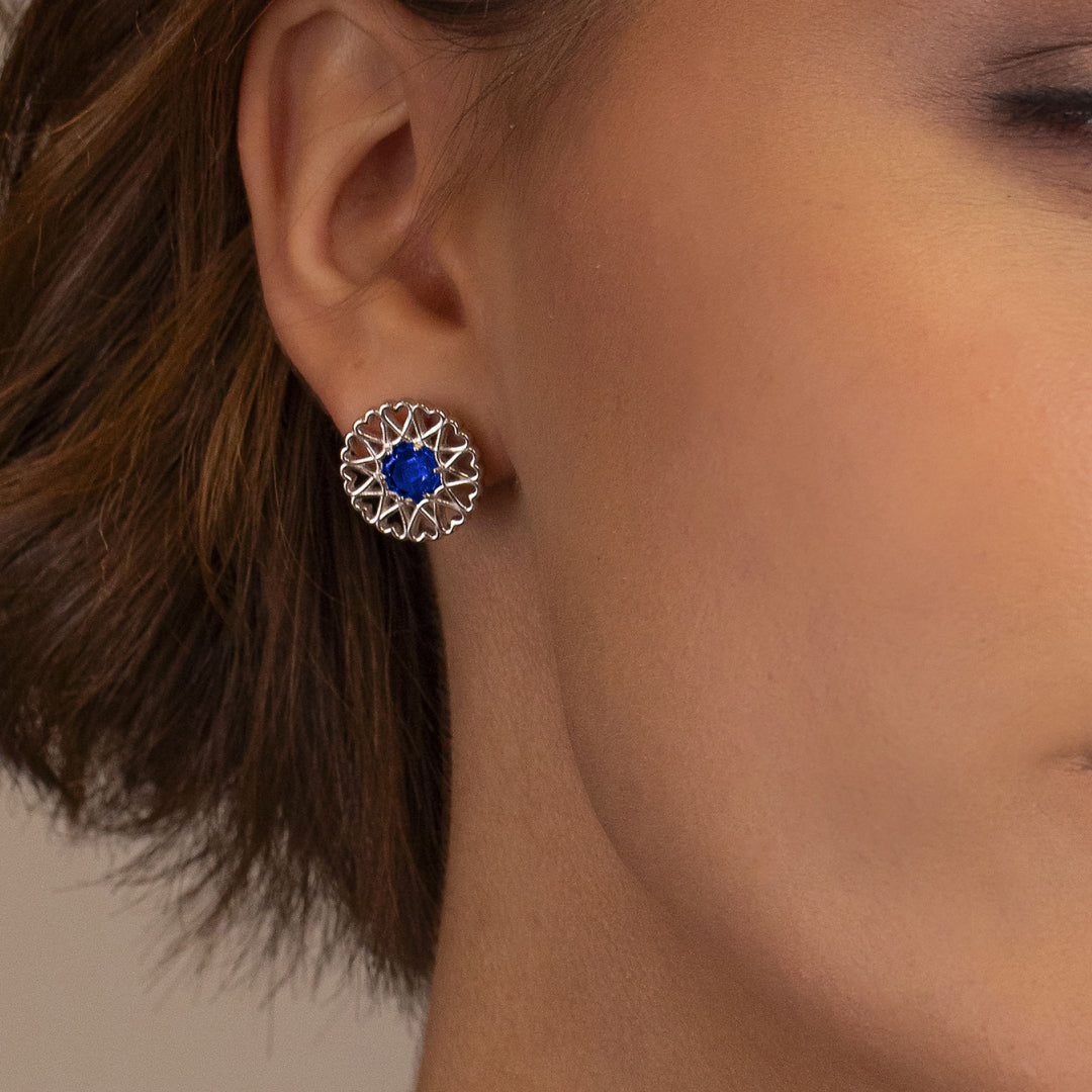 Amoare® Paris Earrings in Sterling Silver - Sapphire Blue