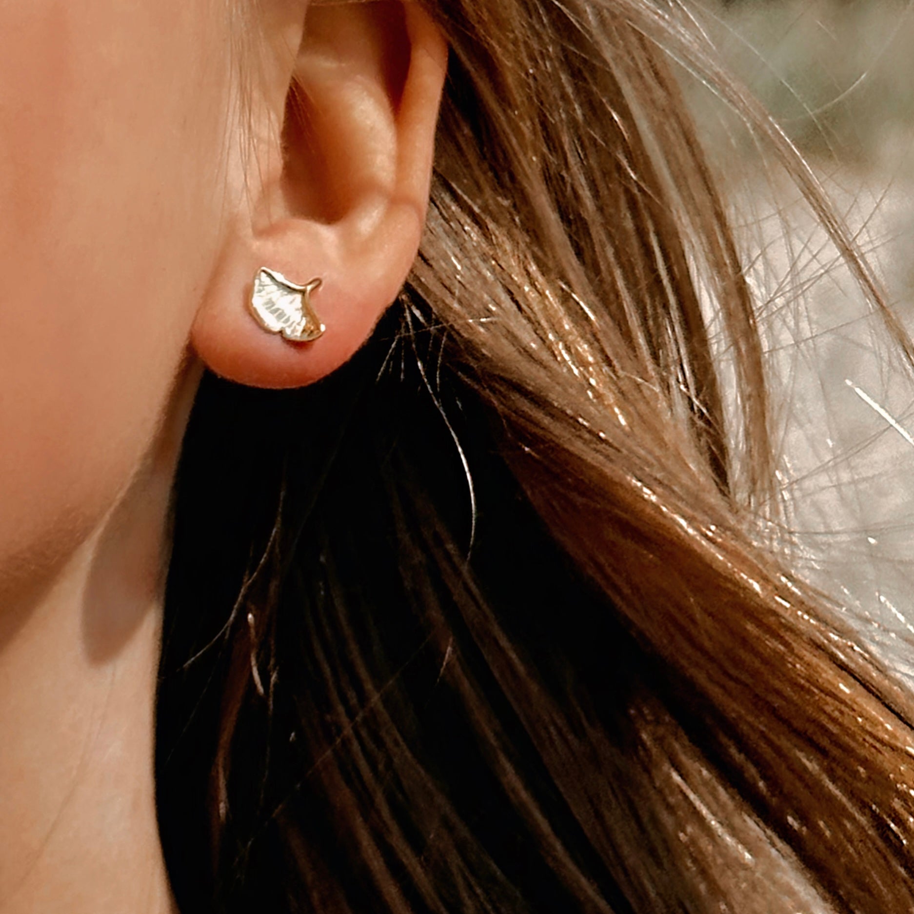 "Ginkgo" Earrings in Gold Vermeil