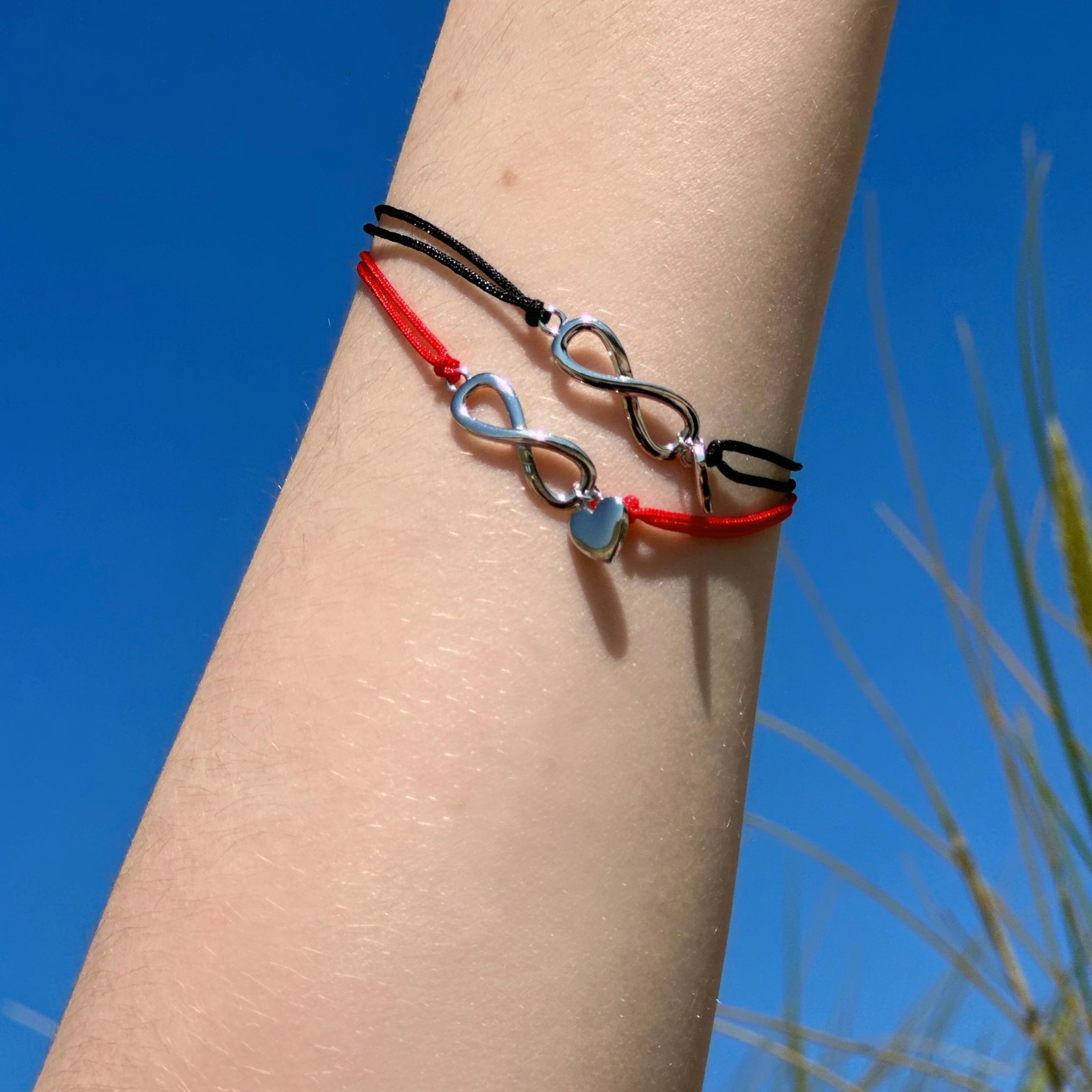 "Infinity of Love" Bracelet with a Black Wristband