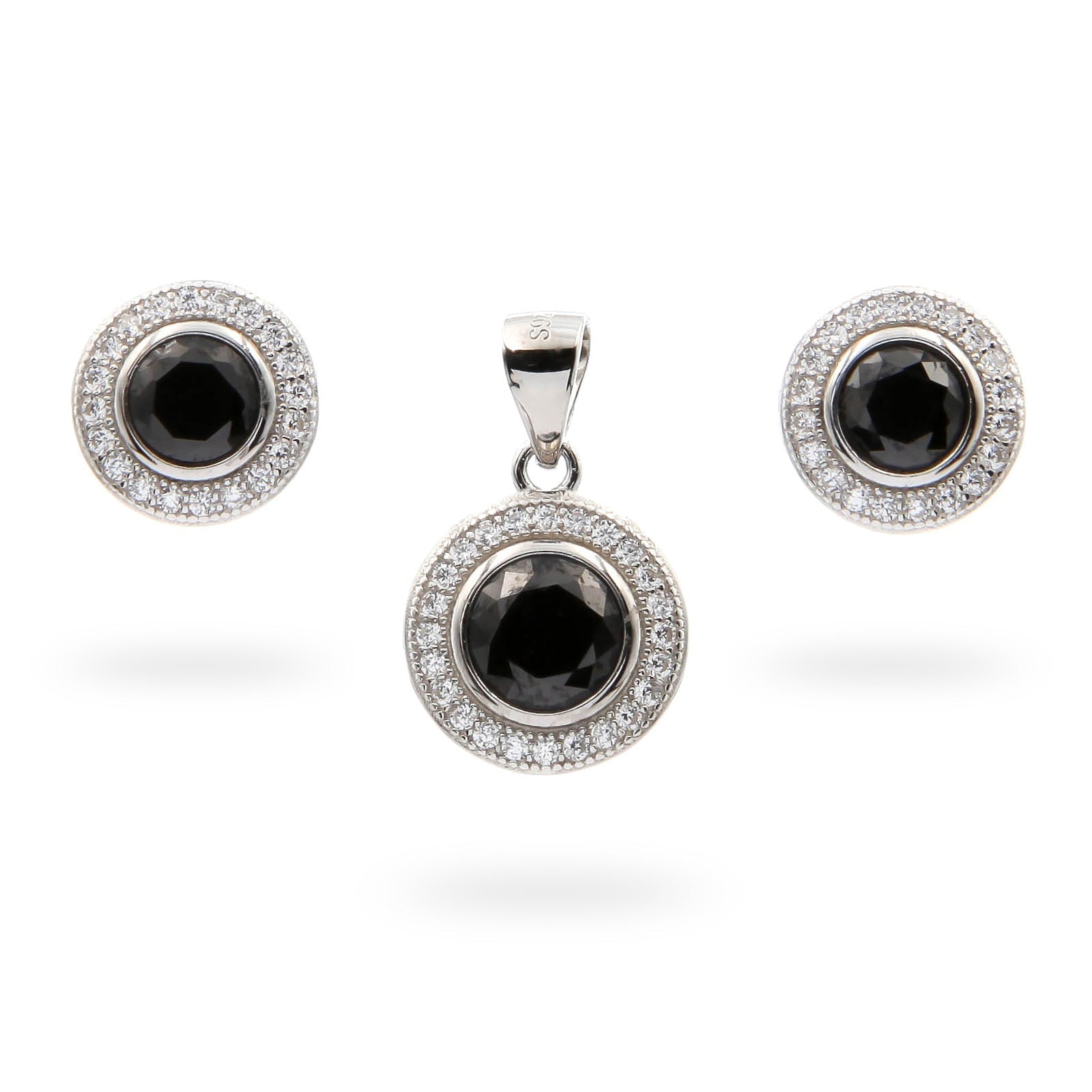 "Black Elegance" Set of Earrings and Pendant