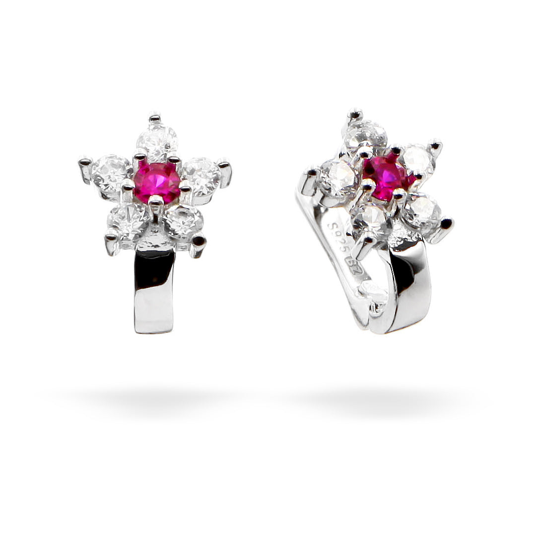 "Crystal Flower Ruby" Earrings