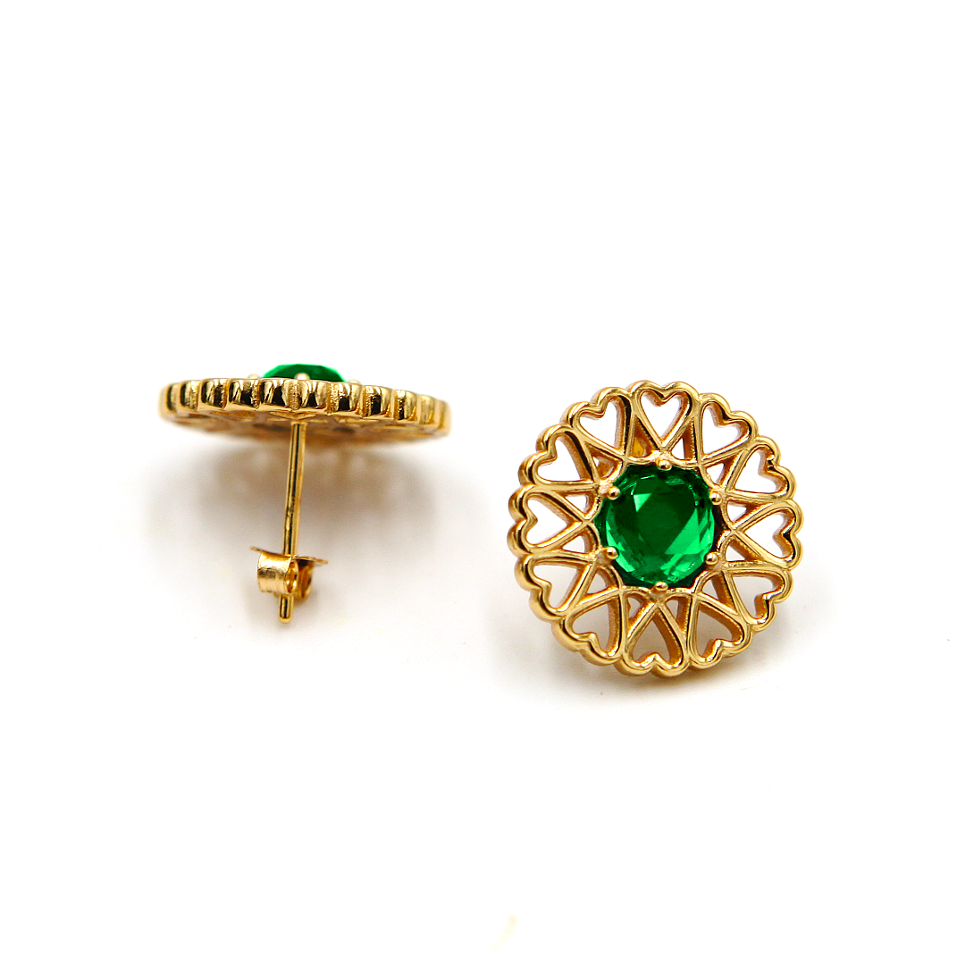 Amoare® Paris Earrings in Gold Vermeil - Emerald Green