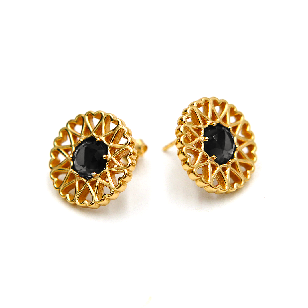 Amoare® Paris Earrings in Gold Vermeil - Onyx Black