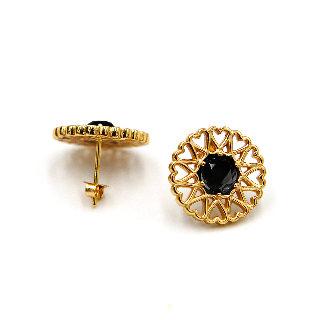 Amoare® Paris Earrings in Gold Vermeil - Onyx Black