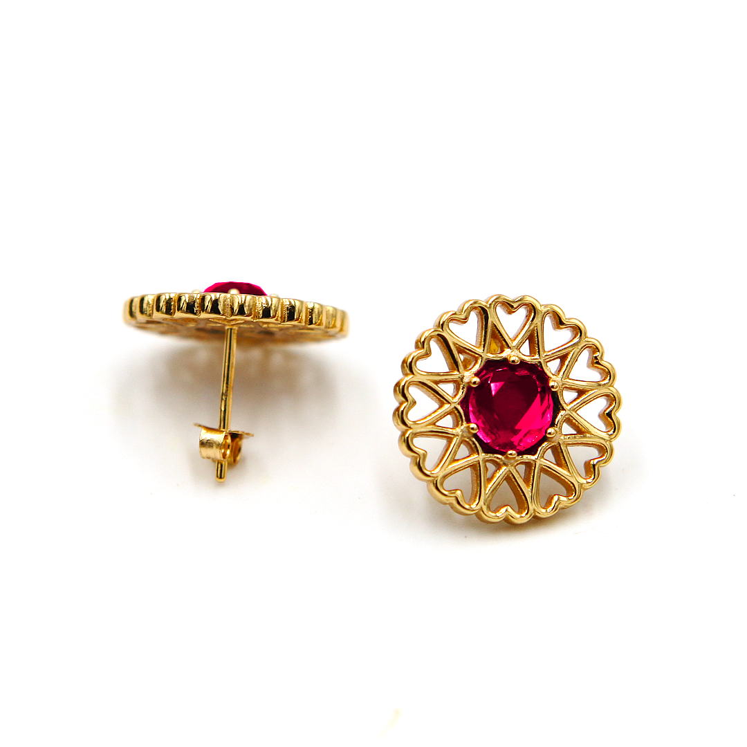 Amoare® Paris Earrings in Gold Vermeil - Ruby Red