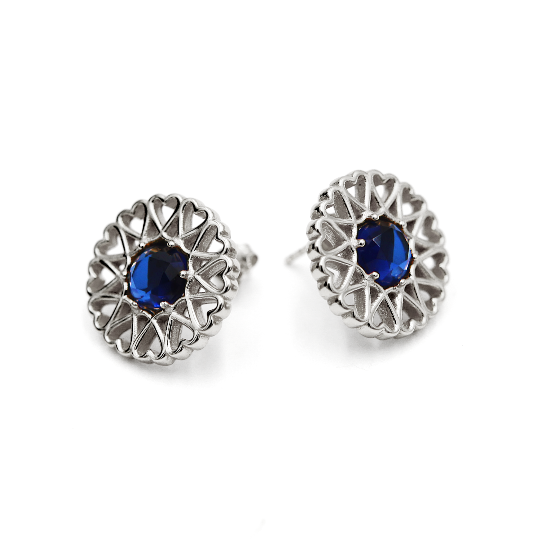 Amoare® Paris Earrings in Sterling Silver - Sapphire Blue