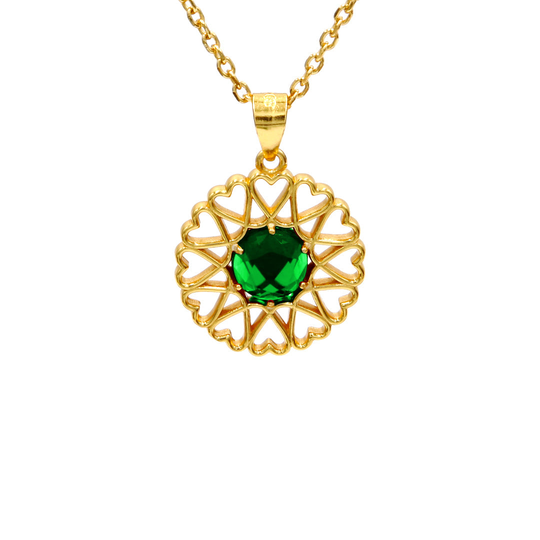 Amoare® Paris Small Necklace in Gold Vermeil - Emerald Green