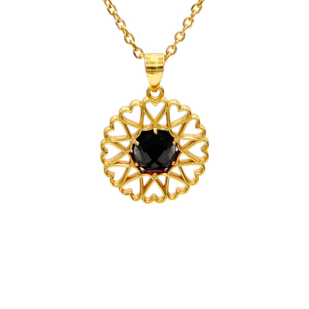 Amoare® Paris Small Necklace in Gold Vermeil - Onyx Black