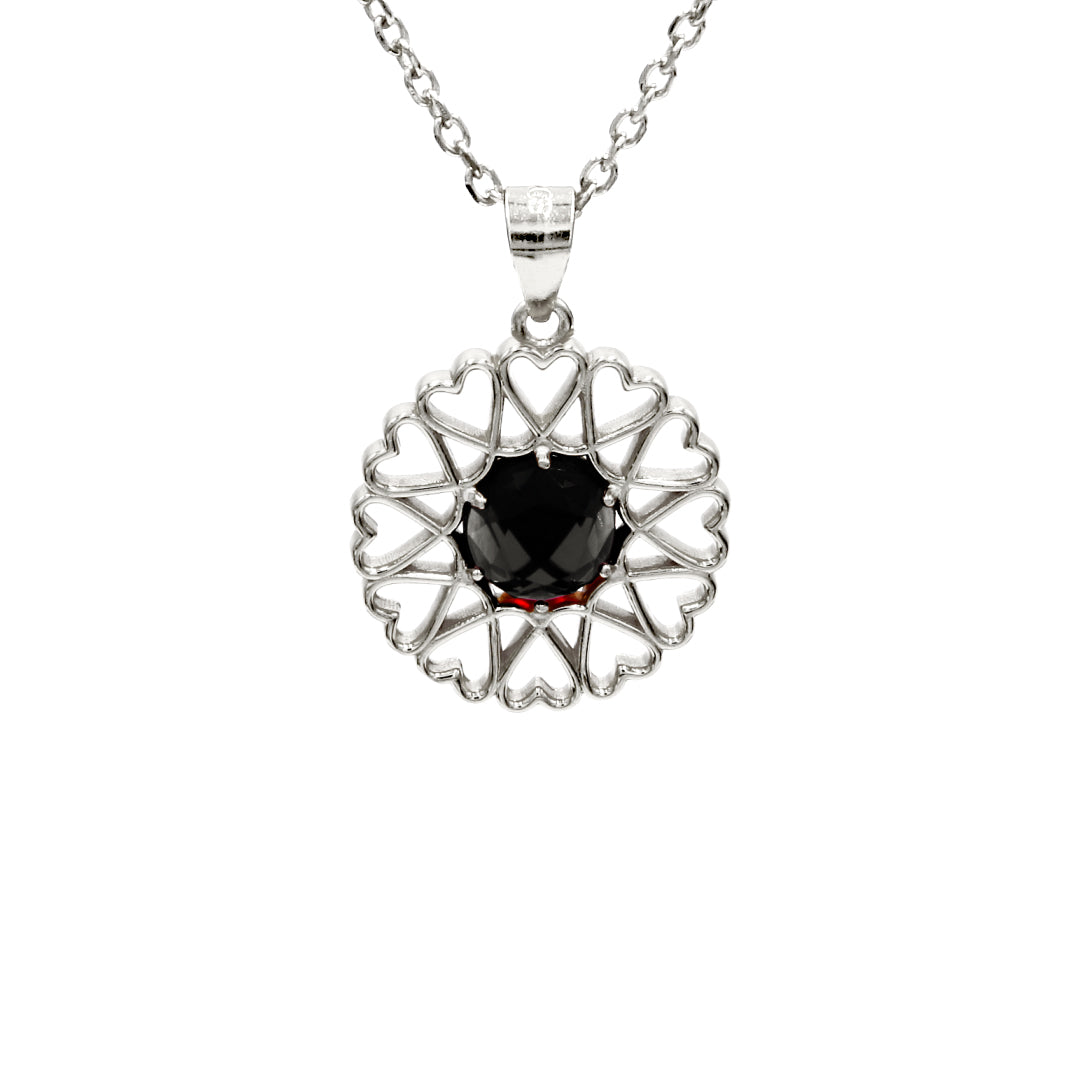 Amoare® Paris Small Necklace in Sterling Silver - Onyx Black