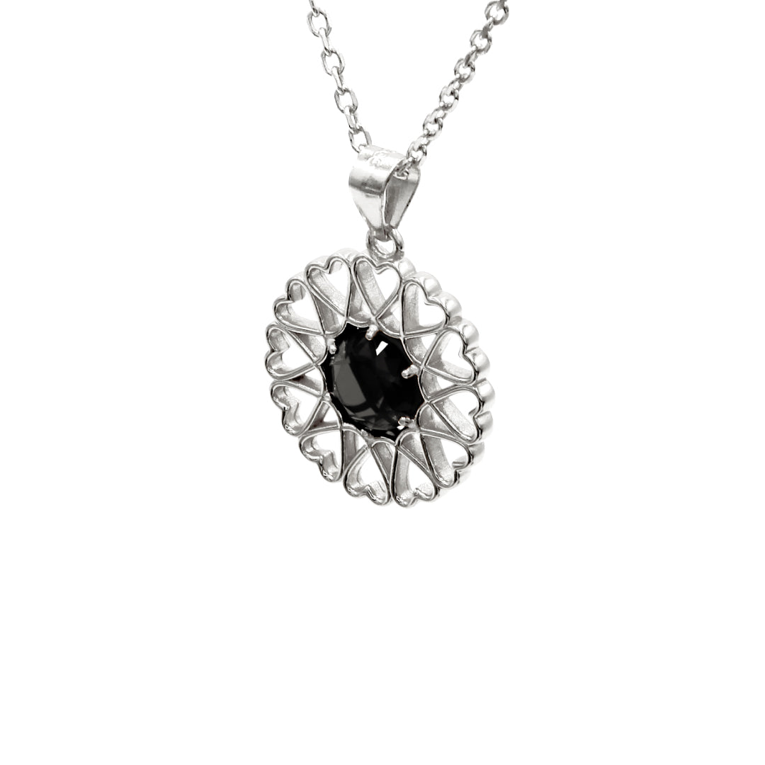 Amoare® Paris Small Necklace in Sterling Silver - Onyx Black