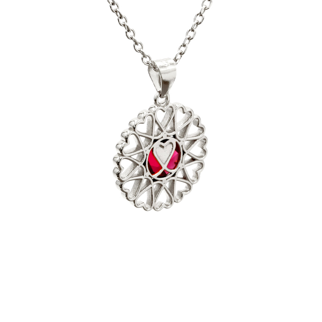 Amoare® Paris Small Necklace in Sterling Silver - Ruby Red