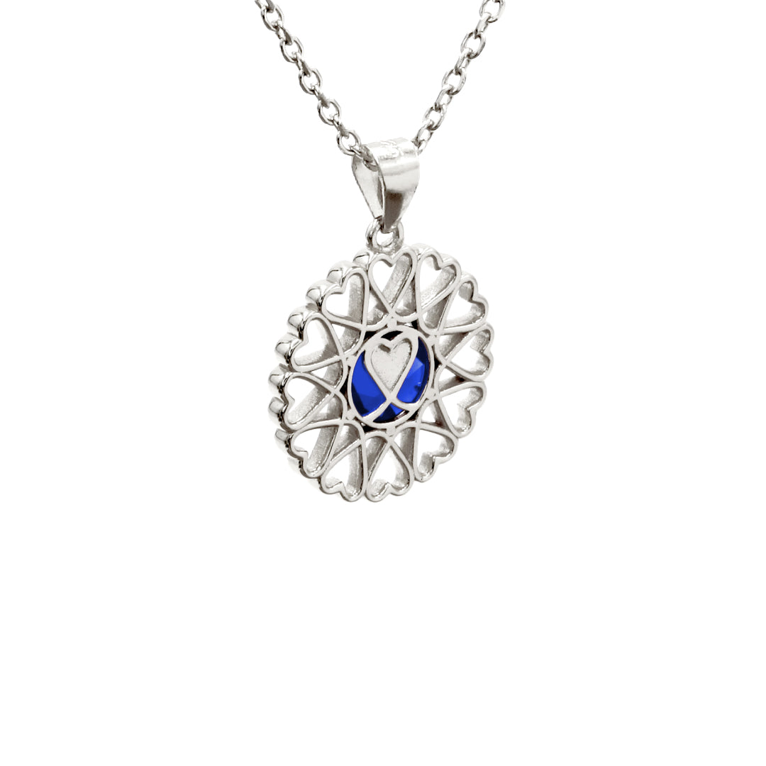 Amoare® Paris Small Necklace in Sterling Silver - Sapphire Blue