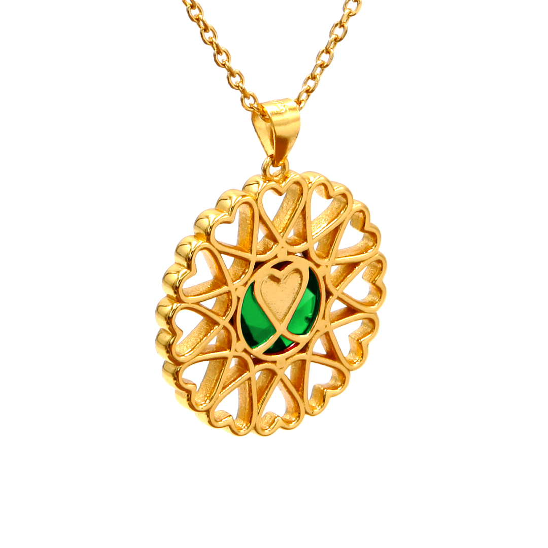 Amoare® Paris Large Necklace in Gold Vermeil - Emerald Green