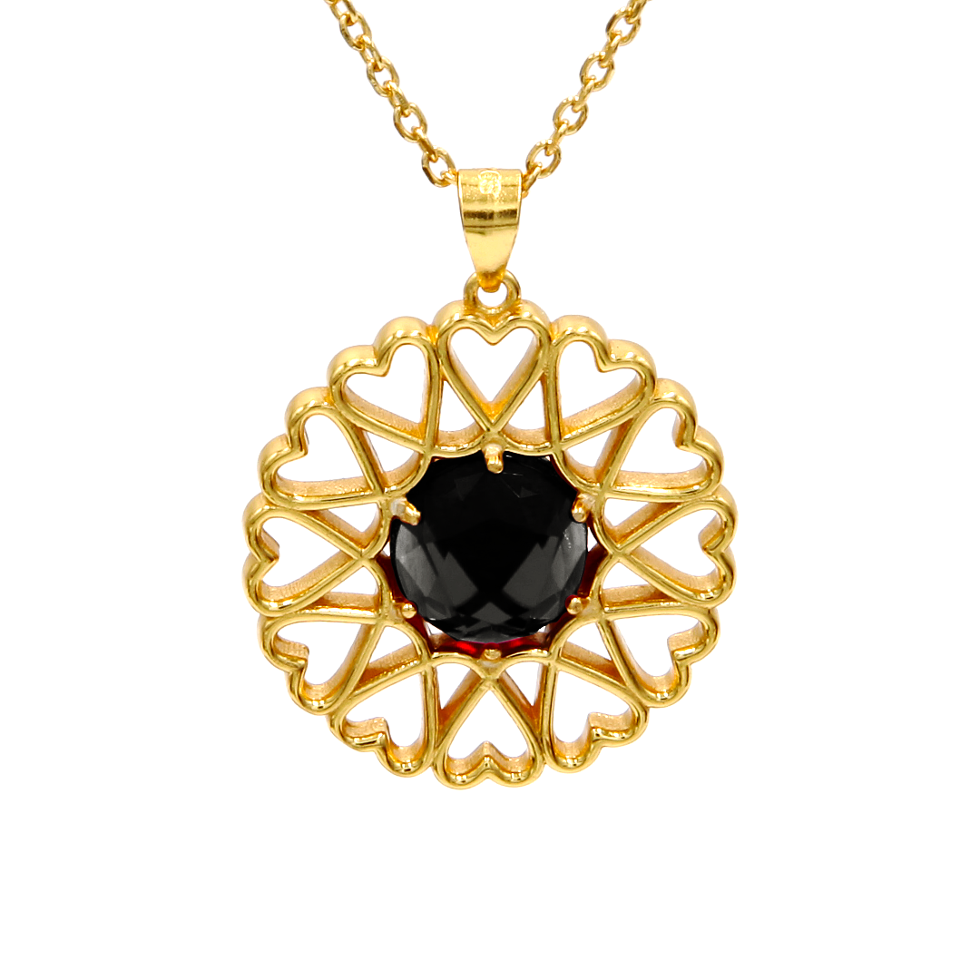 Amoare® Paris Large Necklace in Gold Vermeil - Onyx Black