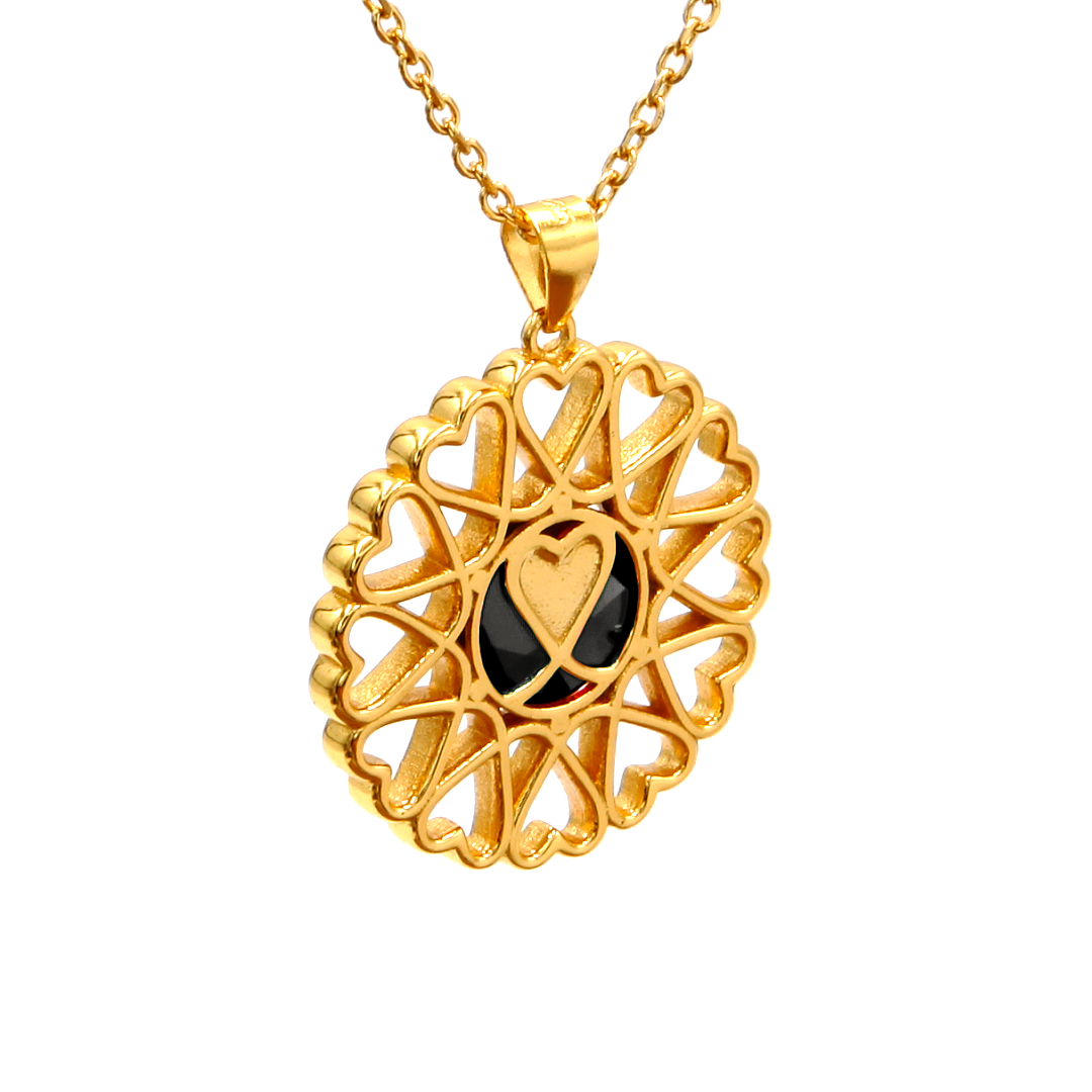 Amoare® Paris Large Necklace in Gold Vermeil - Onyx Black